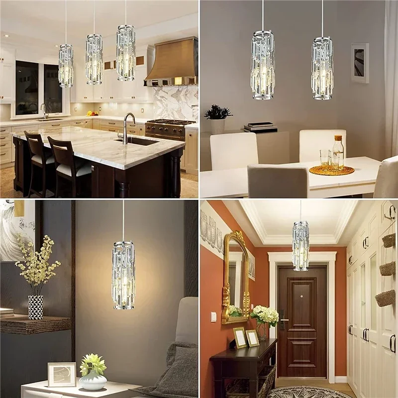

Modern Small Gold Crystal Chandelier Black Pendant Lighting for Kitchen Bedside Entryway Staircase Hallway - Elegant Home Decor
