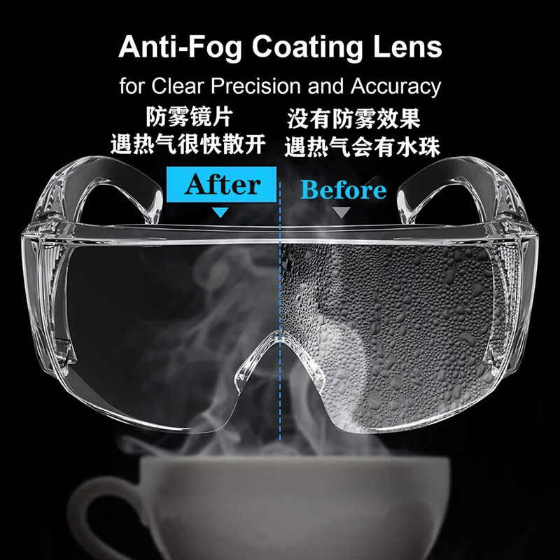 

Anti-Fog Safety Glasses Anti-Dust Anti-Scratch Anti-Splash Chemical Laboratory Can Cover Myopia Goggles