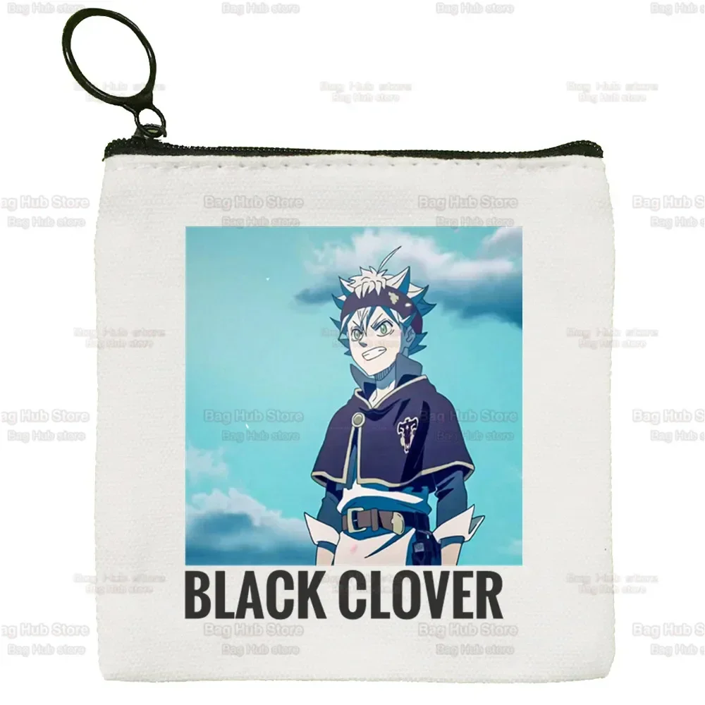 Yami Asta Anime monedero de lona con logotipo personalizado, bolsa de almacenamiento, trébol negro, monedero para llaves, nuevo