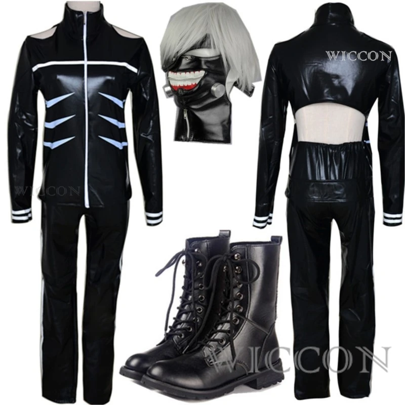 Kaneki Ken Cosplay Costume felpa con cappuccio giacca pantaloni pantaloncini Set completo abiti uomo uniformi maschere Anime Comic Suit puntelli accessori