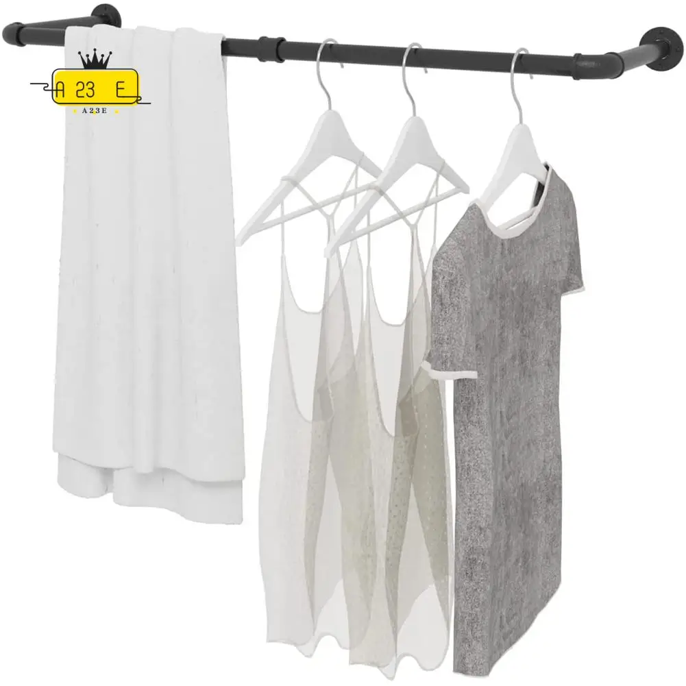 

A23E-Wall Mounted Clothes Rail, Detachable Clothes Rack Industrial Design Pipe Clothes Rack Wall Hanger For Clothes Storage