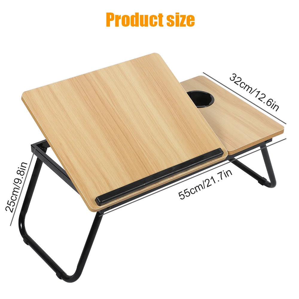 Klappbarer Laptop-Tisch für Bett und Sofa, Laptop-Schreibtisch mit 5-stufiger Höhenverstellung + Getränkehalter, Multifunktionstisch für Home Office – Detail 5