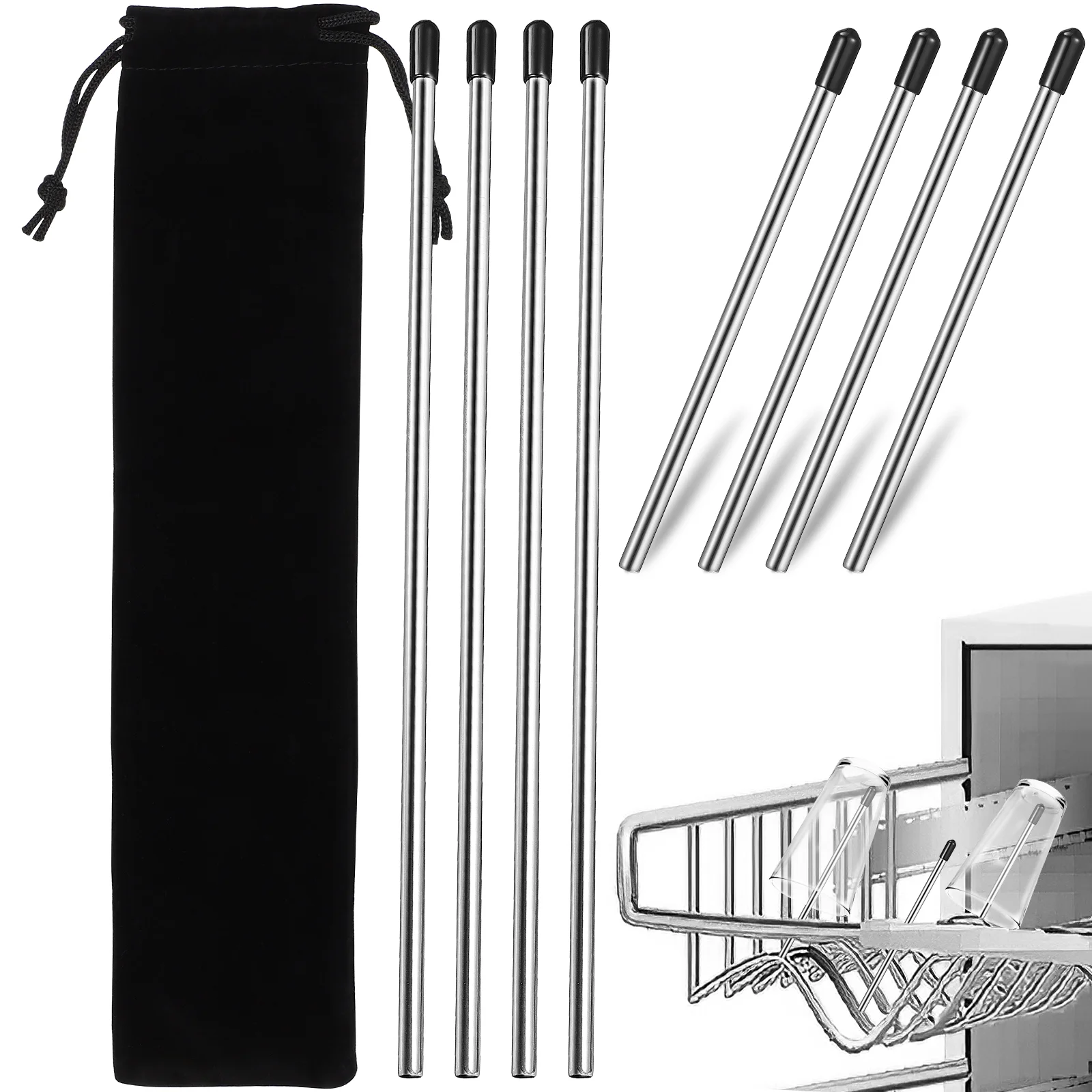 

8 Pcs Drainer Dishwasher Rack Bracket Stainless Steel Bottle Rod Glass Holder for Bottles Stick Insert