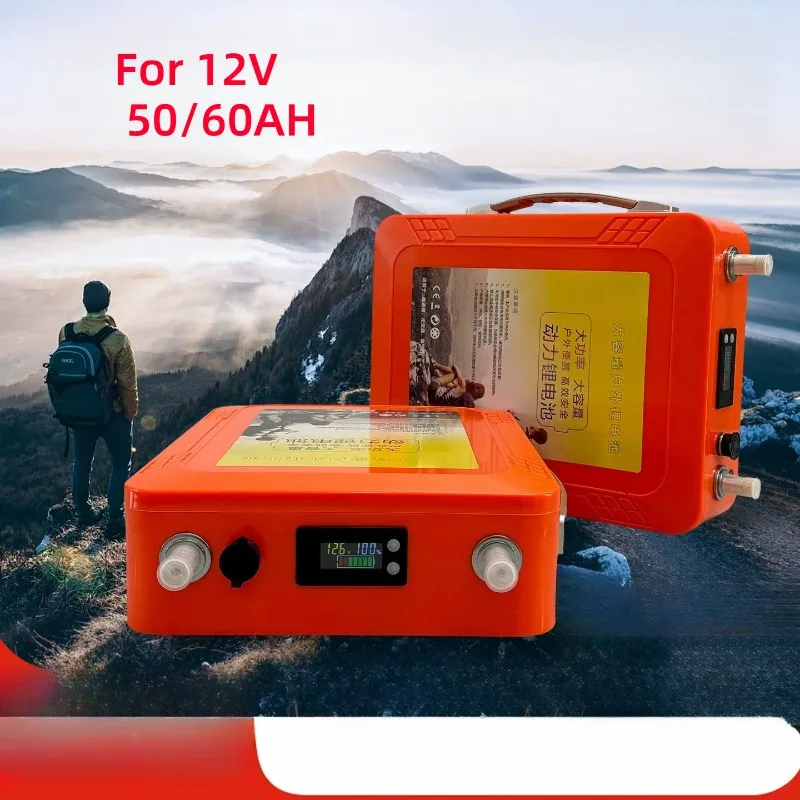 

For 12V 50AH Propeller Waterproof Lithium Battery Large Capacity Inverter Rubber Boat Outdoor Storage Battery