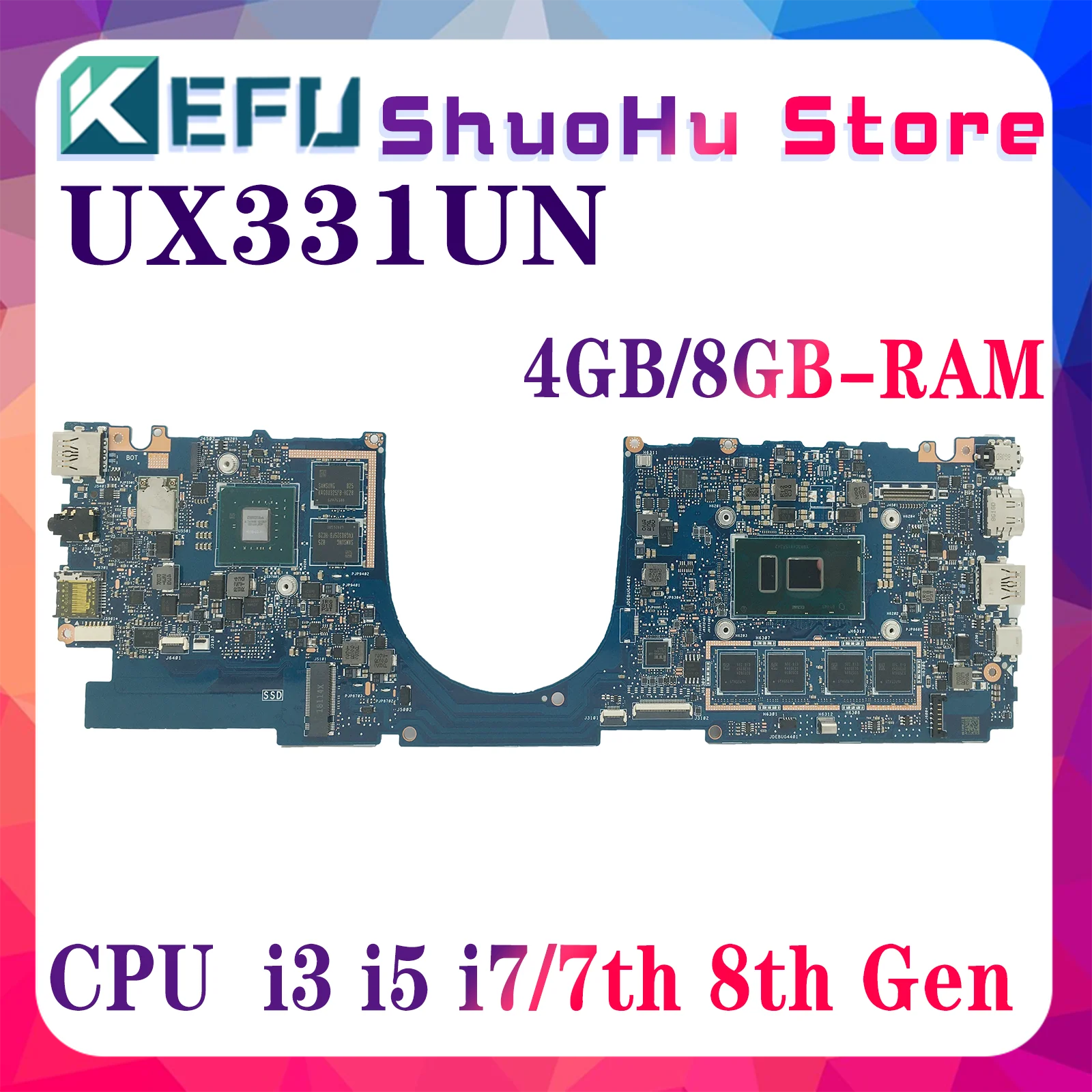 UX331UA Motherboard I3-8130 I5-8250 I7-8550U 8G RAM UX331UA Mainboard For ASUS UX331UN UX331UAL UX331U UX331 Laptop Motherboard