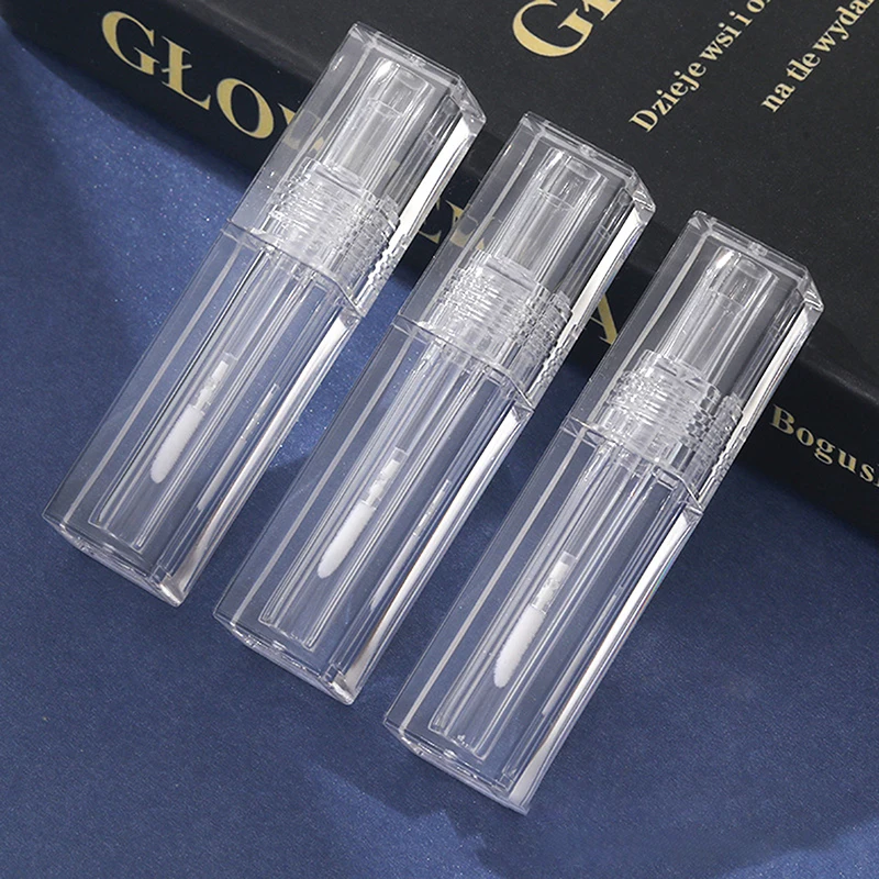 1/5/10pcs Square Transparent Lip Gloss Tubes With Brush DIY Makeup Lipstick Lip Balm Empty Tubes Cosmetics Packaging Containers