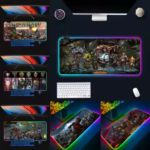Natural Horde Alliance RGB Pc Gamer Keyboard Mouse Pad Mousepad LED Glowing Mouse Mats Rubber Gaming Computer Mausepad