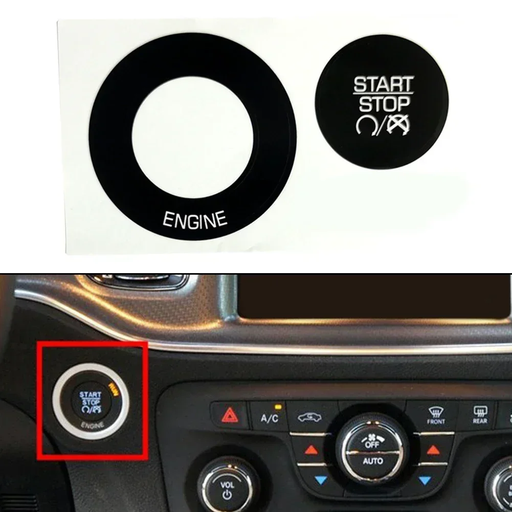 1 Pc Vehicle Stop Start Engine Switch Button Repair Decals Stickers Kit For Dodge 2011-2014 Push Button High Grade Vinyl Black