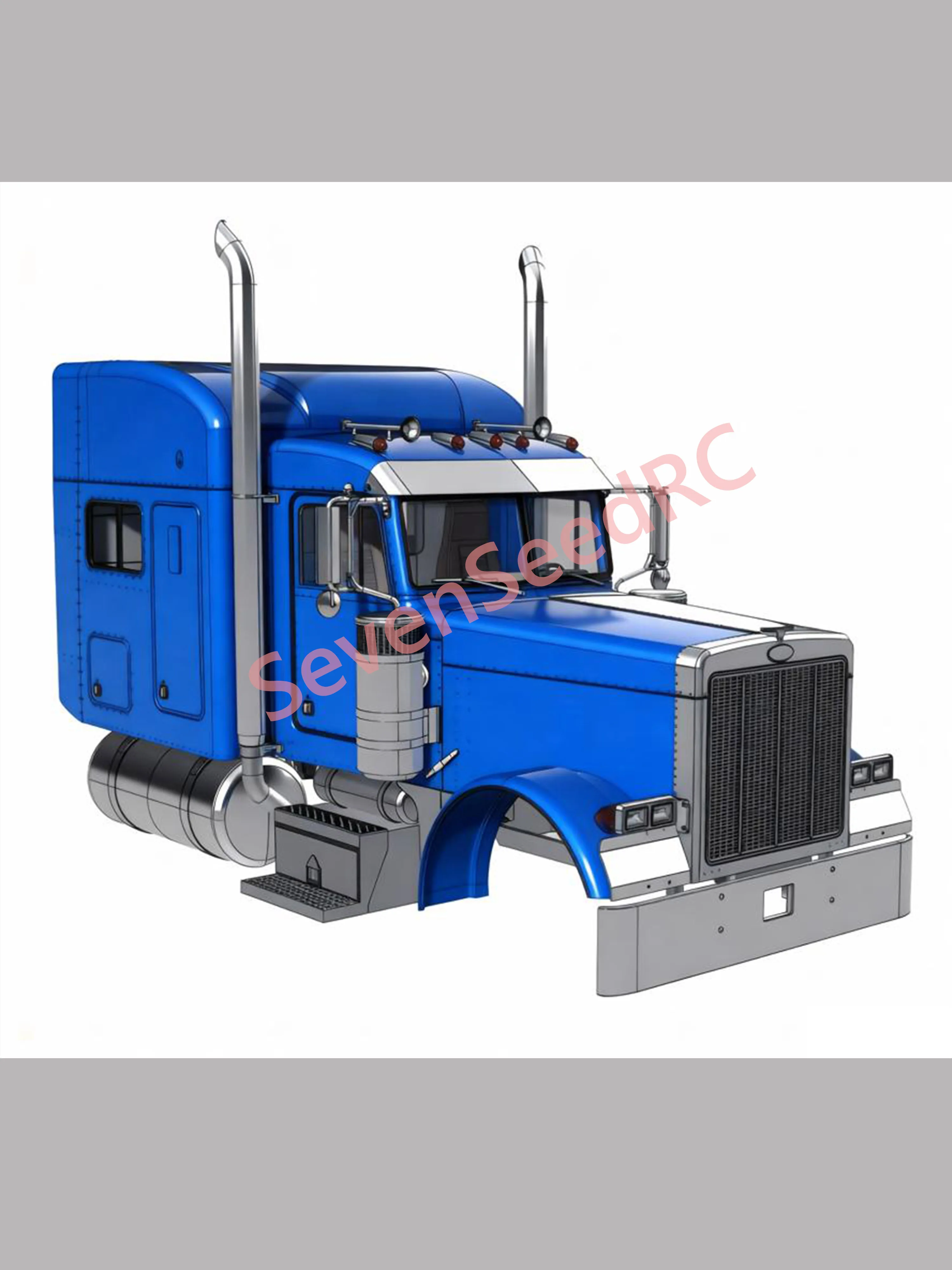 3D Printed Truck Cab Petetbilt 379 Sleeper 1/14 For Tamiya Static Dot Model JDM  Lesu Lxy Scaleclub SCX10 Trx Crossrc