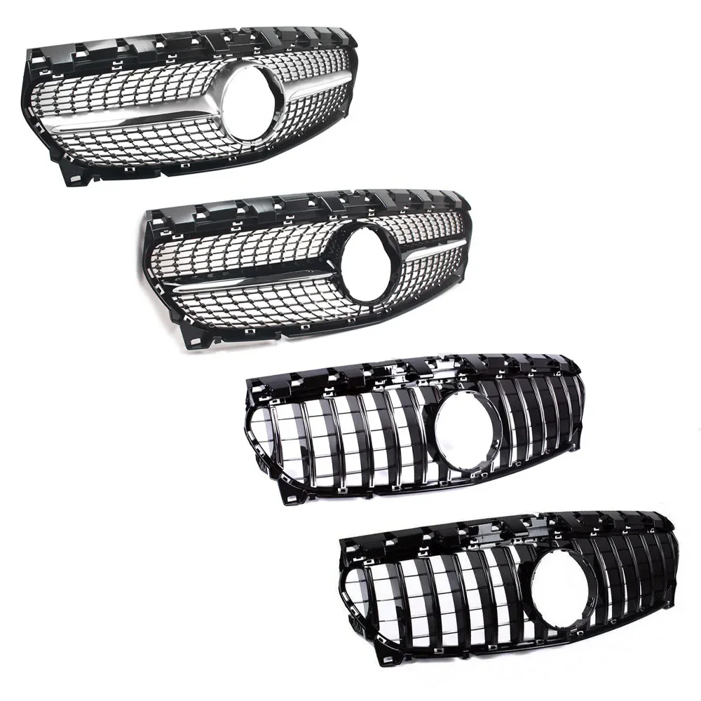 Front Bumper Grille For Mercedes Benz CLA Class W117 2013-2016 Sport Racing Grill GT Style Diamond Facelift ABS Auto Accessories