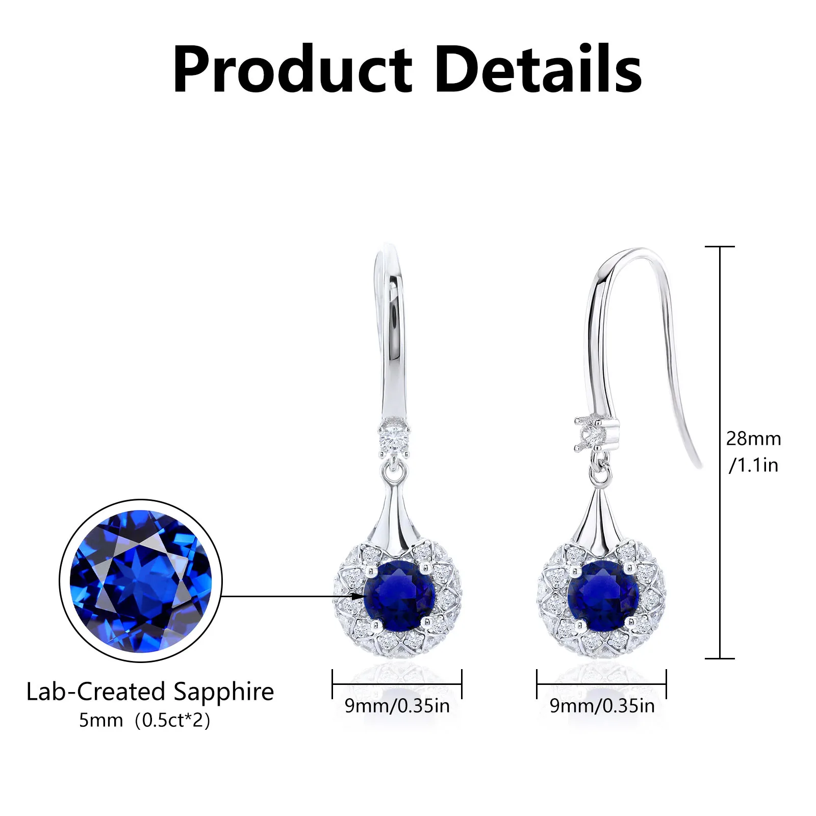

Eme jewe 925 Sterling Silver Sapphire/Ruby/Emerald Earrings for Women Elegant Drop Earrings for Weddings