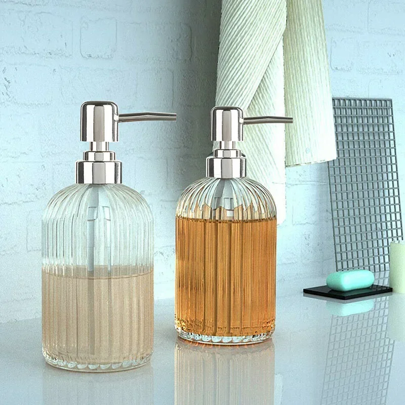 Glass hand sanitizer bottle press shampoo shower gel sub-bottle home creative lotion bottle transparent empty bottle