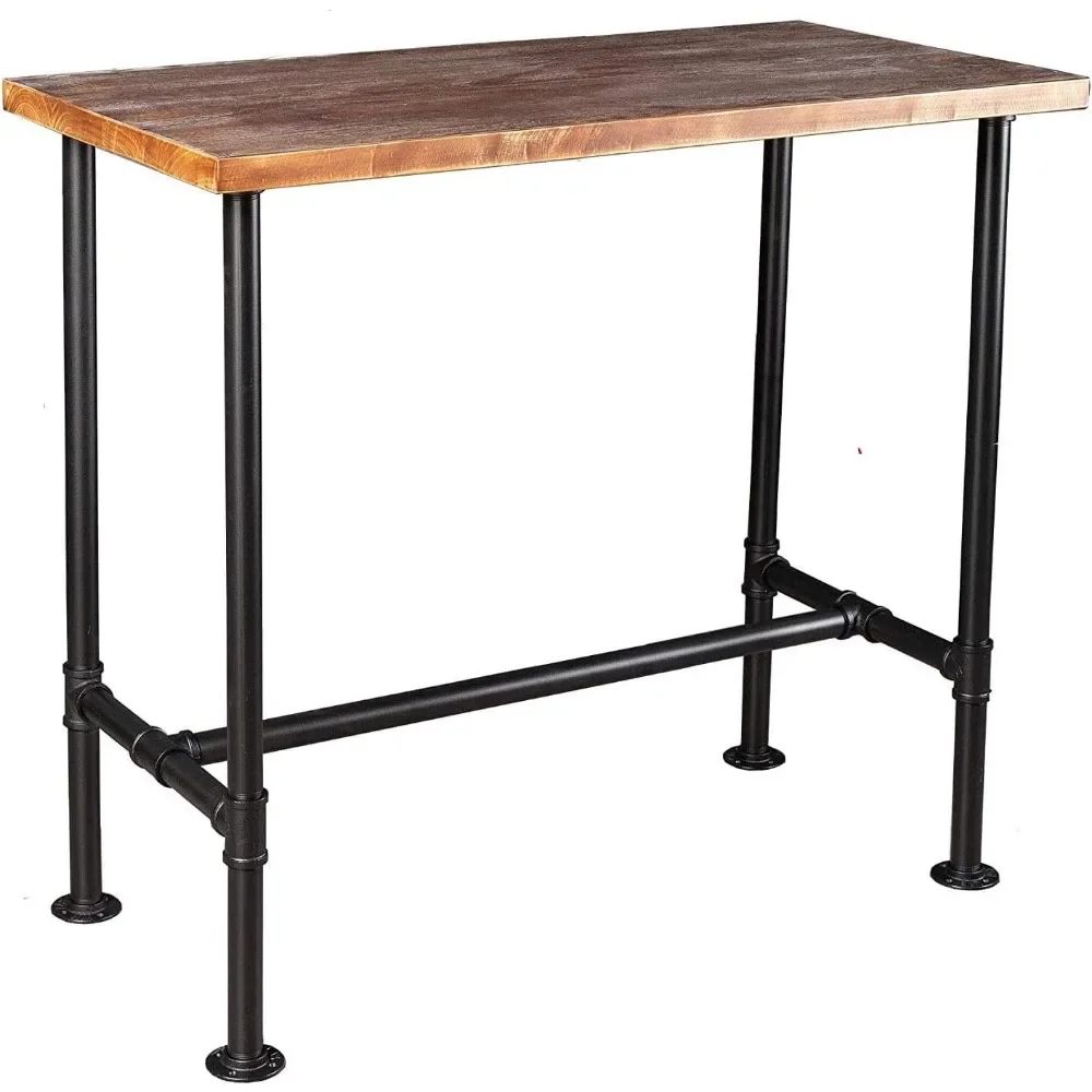 Mesa de jantar com tubos de design industrial, faça você mesmo, bar casual, mesa para laptop, estúdio moderno, madeira e metal, retangular