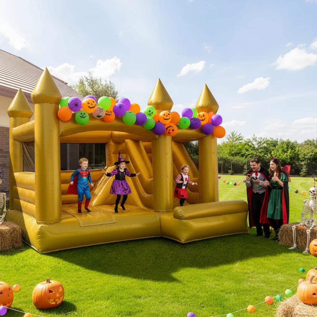 白いインフレータブルバウンスハウス,PVC,弾力のある城,ムーンハウス,ゴールドのカスタマイズ,誕生日の結婚式,新しい