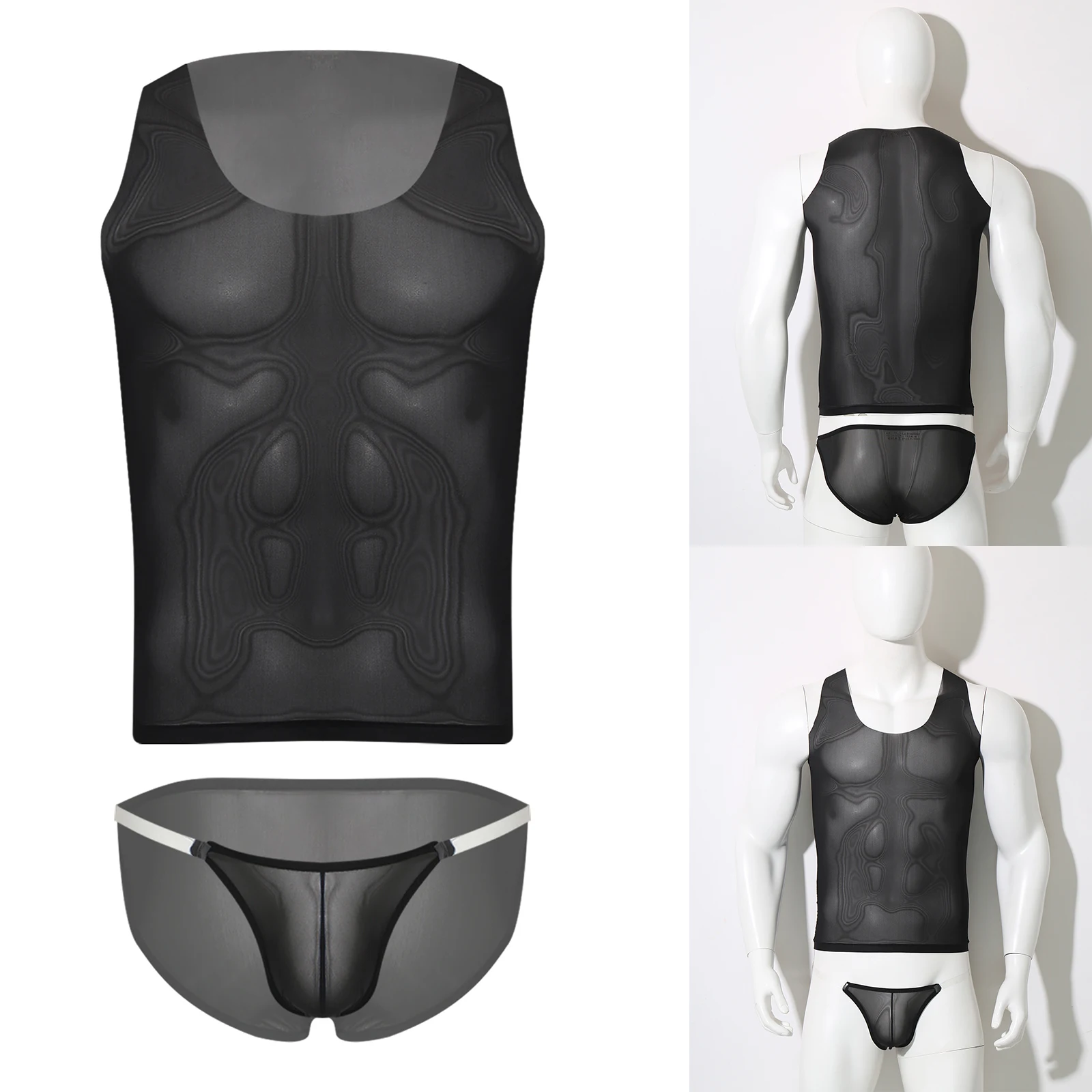 

Мужской быстросохнущий спортивный купальный костюм Sissy, бесшовная прозрачная майка без рукавов и выпуклая сумка, нижнее белье, ночное белье