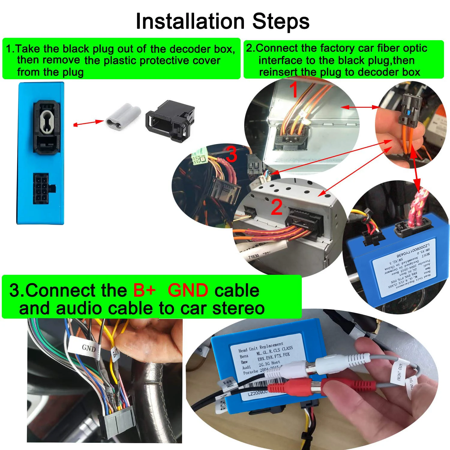 Optical Box Most Adapter for Porsche 911 Cayman Boxster Optic Fiber Decoder for Mercedes-Benz ML/GL/R Class/S W220/CLS