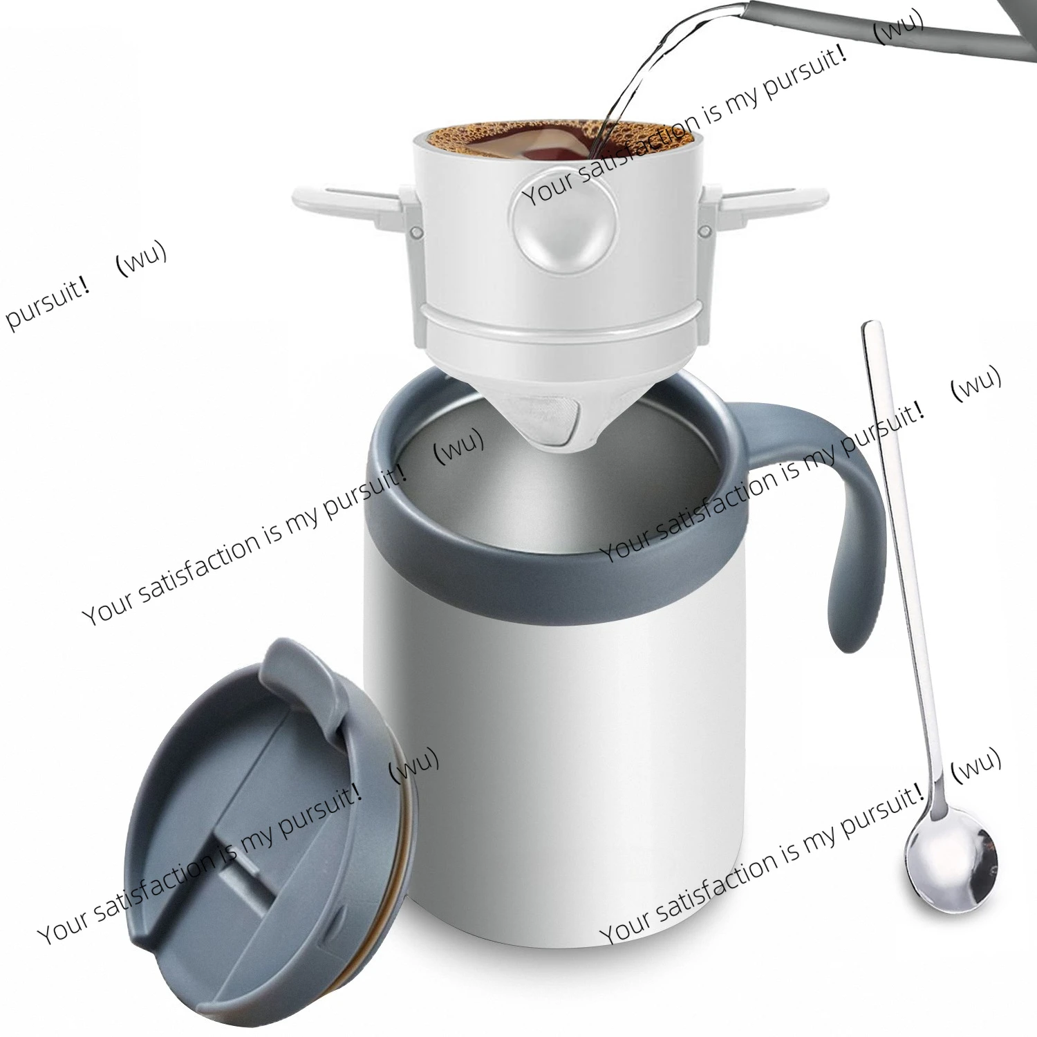Outdoor portable hand-brewed coffee cup Stainless steel thermal insulation portable cup Household coffee cup drip set