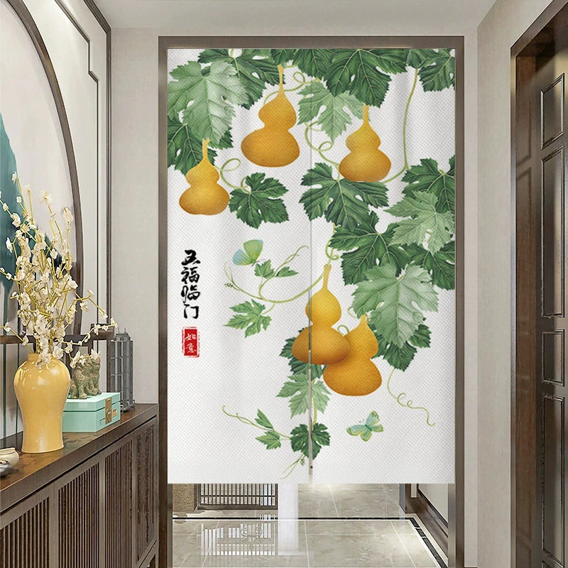 VIKAMA Lotus Koi Fish Calligraphy Noren Door Curtain, 6 Designs, Doorway Decor for Bedroom Living Room Kitchen