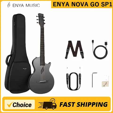 Enya NOVA GO SP1 일렉트릭 기타 스마트 탄소 섬유 어쿠스틱 35인치 픽업 케이스 스트랩 케이블 여행용 Guitarra Violão