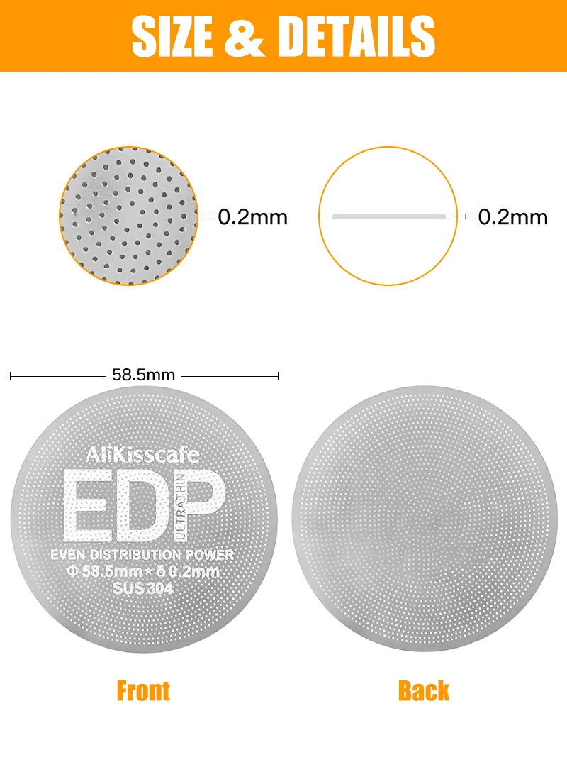 Alikisscafe Kaffee Puck Bildschirm 0,2mm Espresso Filter 51mm 53,5mm 58,5mm Für Delonghi Breville Siebträger Zubehör barista Werkzeug – Detail 8
