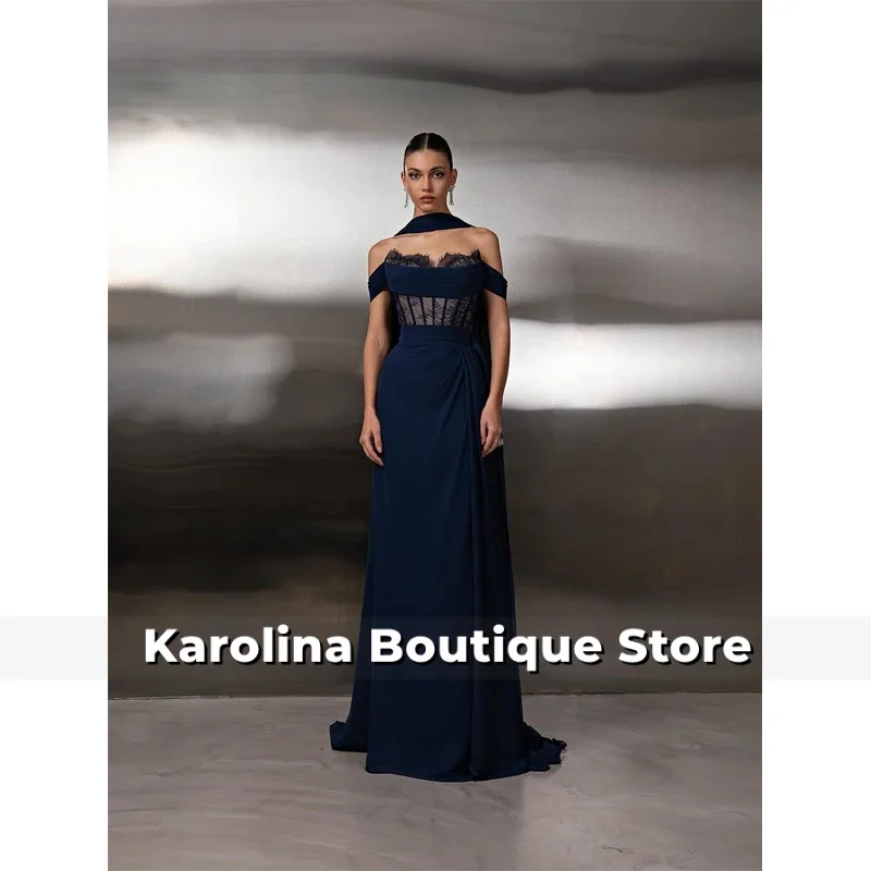 تخصيص رشيقة جيرسي قارب الرقبة مساء اللباس رائعة بلا أكمام فساتين حفلة موسيقية قطار المحكمة حساسة فساتين المناسبات الخاصة