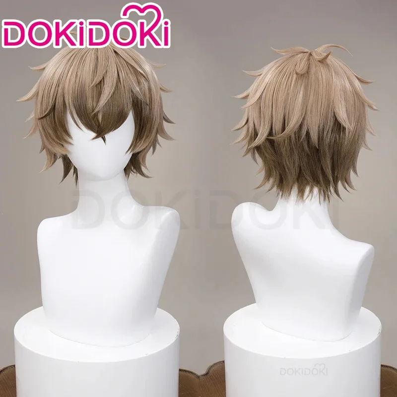 En STOCK peluca Alban Knox VTuber Cosplay peluca DokiDoki hombres 30cm pelo corto marrón Neko Alban Knox Cosplay gorro de peluca gratis