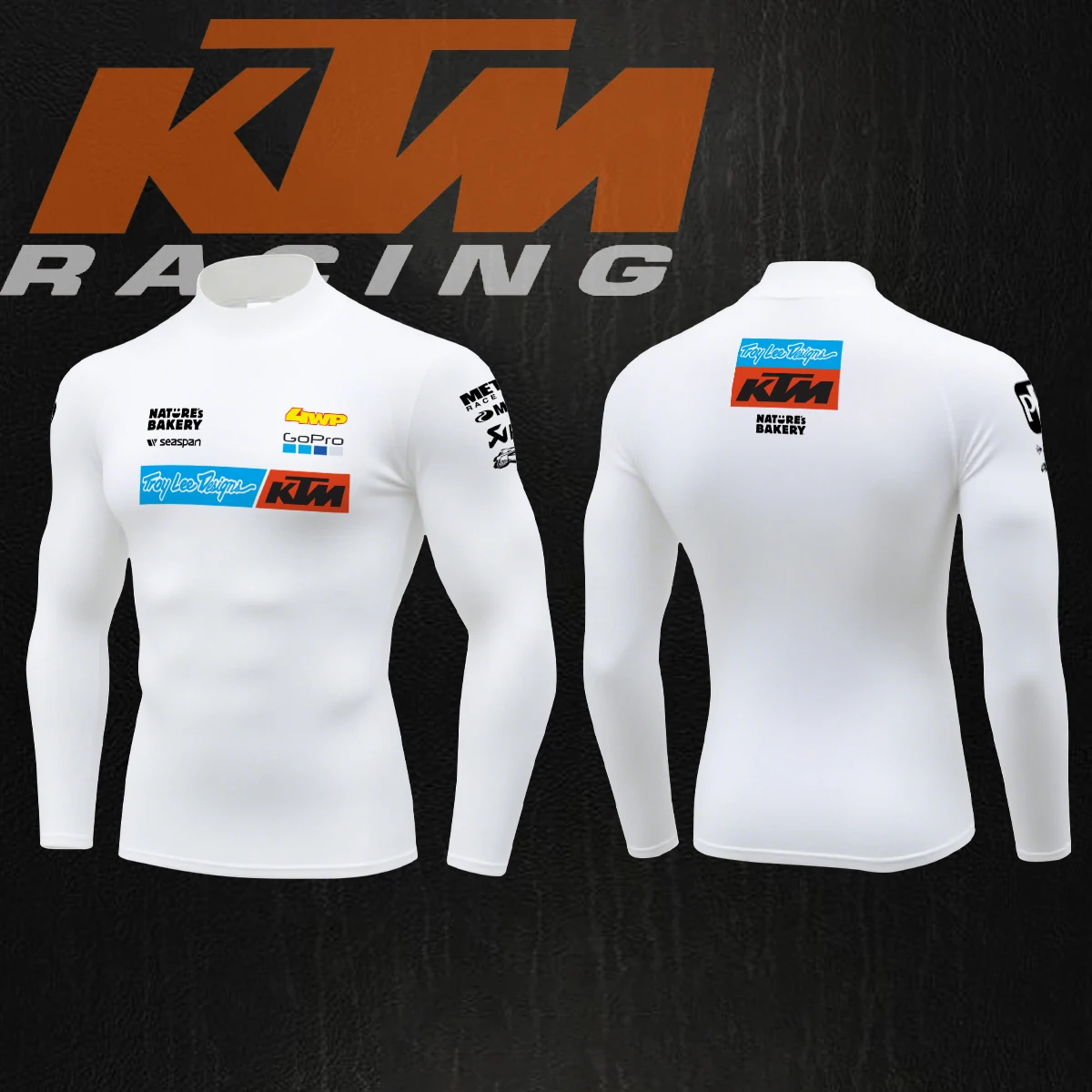 Nouveau T-shirt de sport pour homme 2026 Moto GP Troy Lee X KTM Racing Team, col mi-haut, manches lo