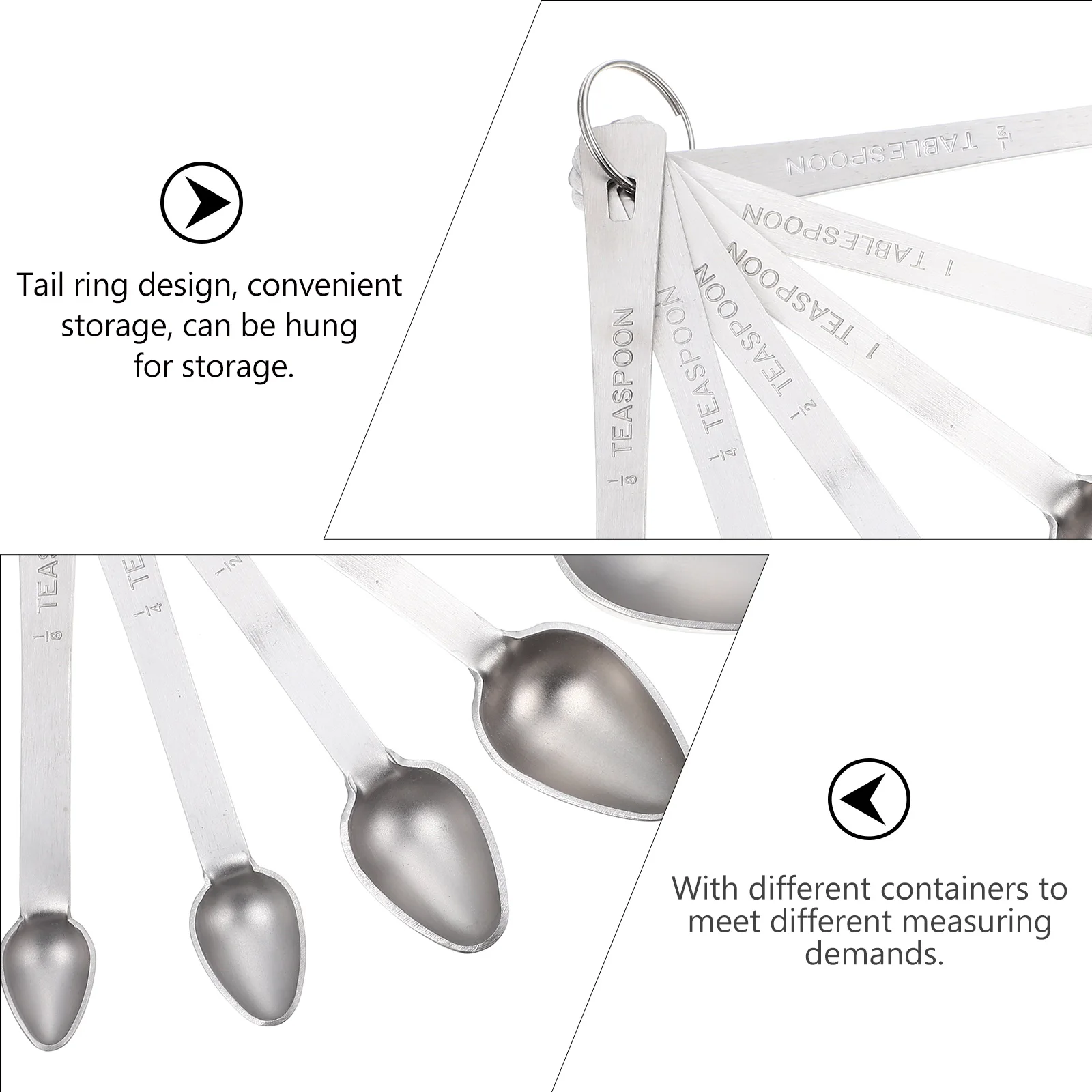 

1 Set Stainless Steel Measuring Spoons Powder Scoop Kitchen Gadget Coffee Flour Milk Baking Utensil Dishwasher Safe Portable