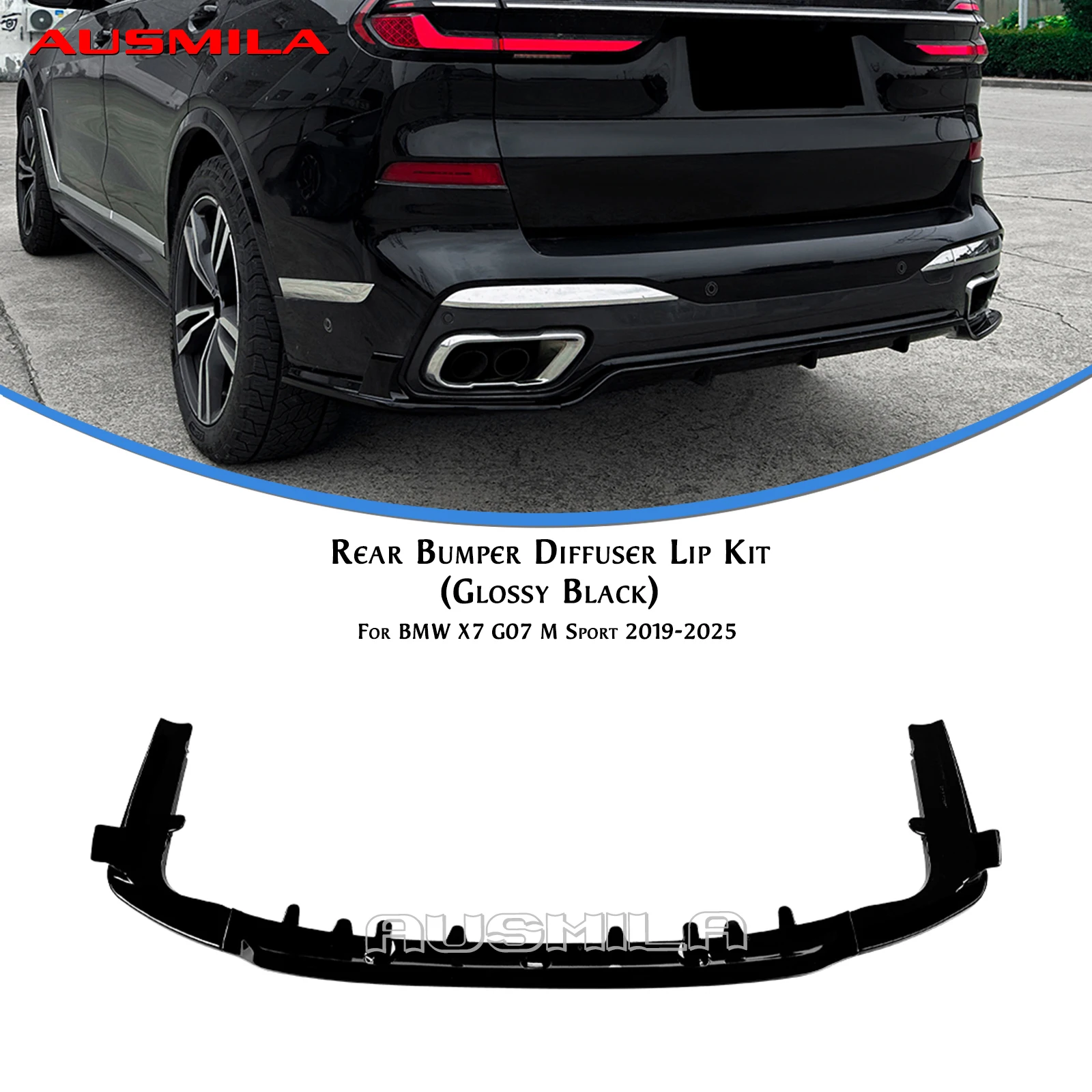 Exterior Rear Diffuser Bracket Lip Boot Lower Spoiler Splitter For BMW X7 G07 M Sport 2019 2020 2021 2022 2023 2024 2025