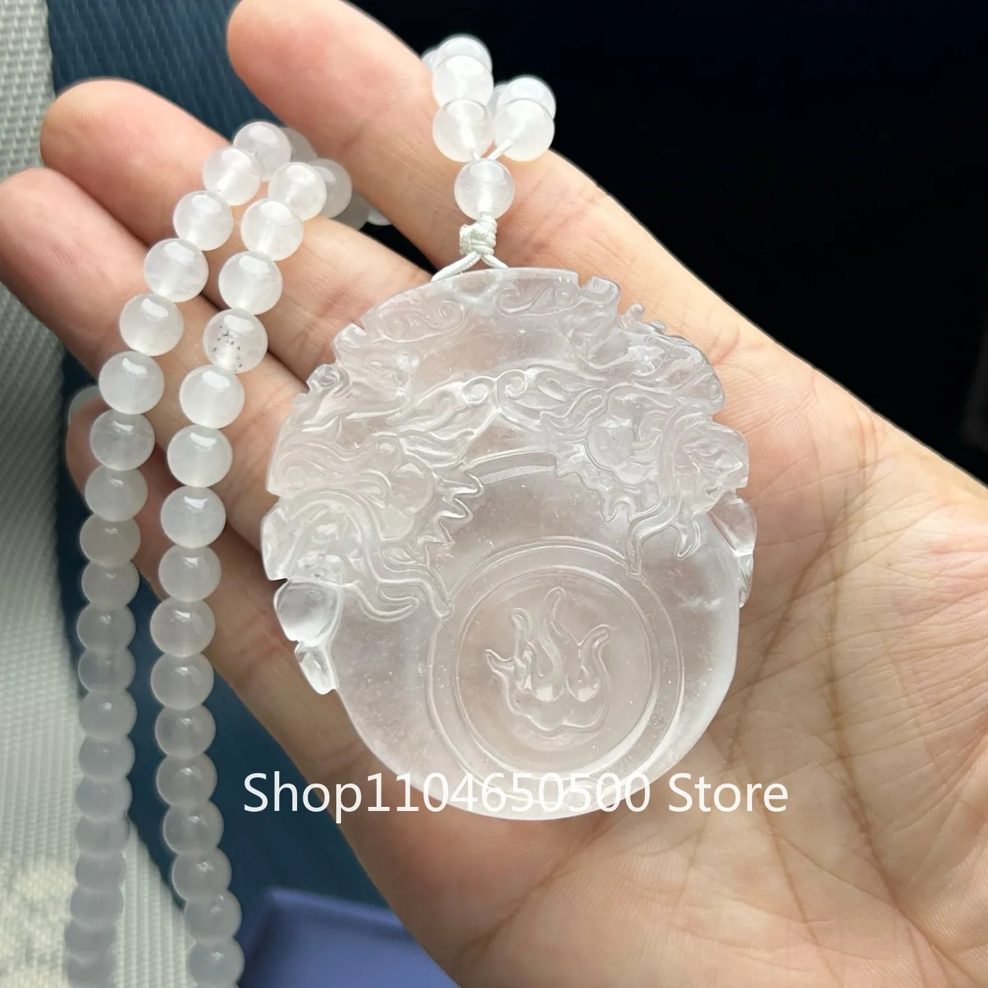 

Certified Natural ice white Burmese Jade Jadeite Carved Dragon Pendant&Necklaces