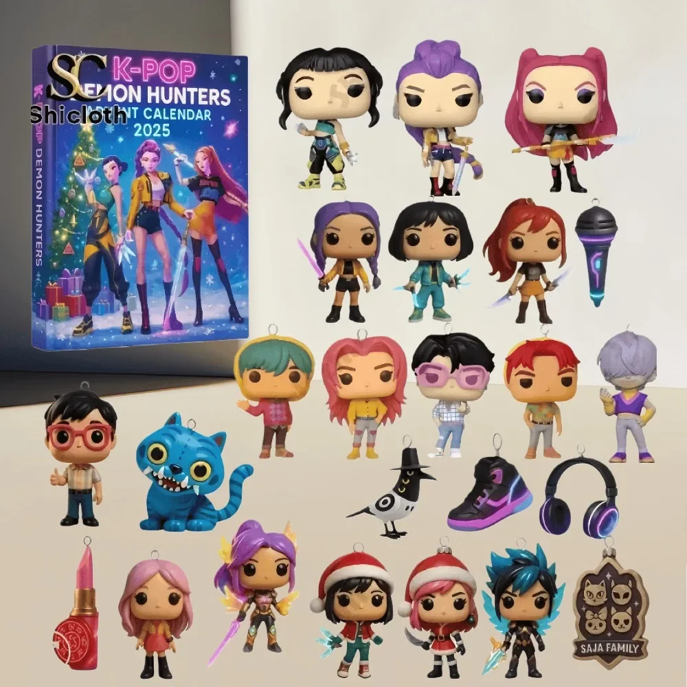 متوفر 2025 Kpop شيطان الصيد 24 قطعة PVC مجيء عيد الميلاد التقويم مفاجأة صناديق عمياء لجميع القديسين صندوق غامض الهدايا اللعب
