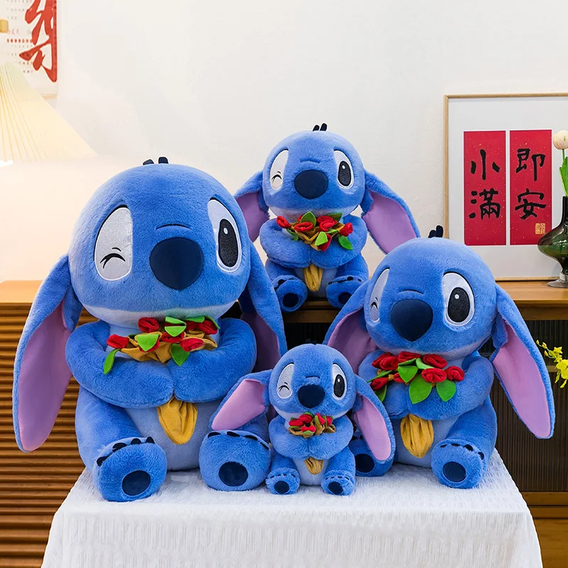 

25/80cm Disney Flower/Hat Stitch Plush Toy Anime Lilo & Stitch Stuffed Toys Kawaii Cartoon Cute Plushie Doll Anime Toy Kids Gift