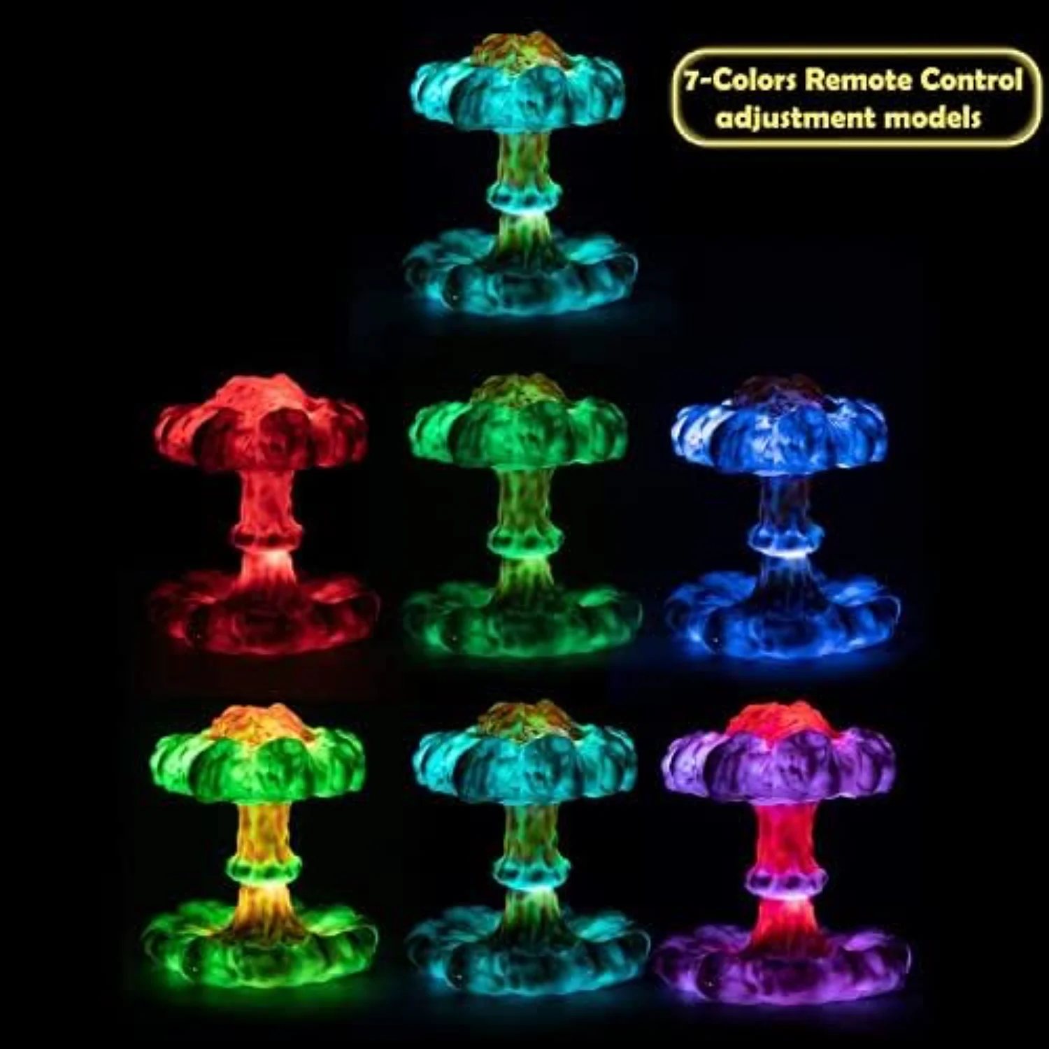 

3D Mushroom Cloud Nuclear Explosion Lamp, Atomic Bomb Model Atmosphere Lamp, USB Control LED Lamp Dimmable Night Light Decorat