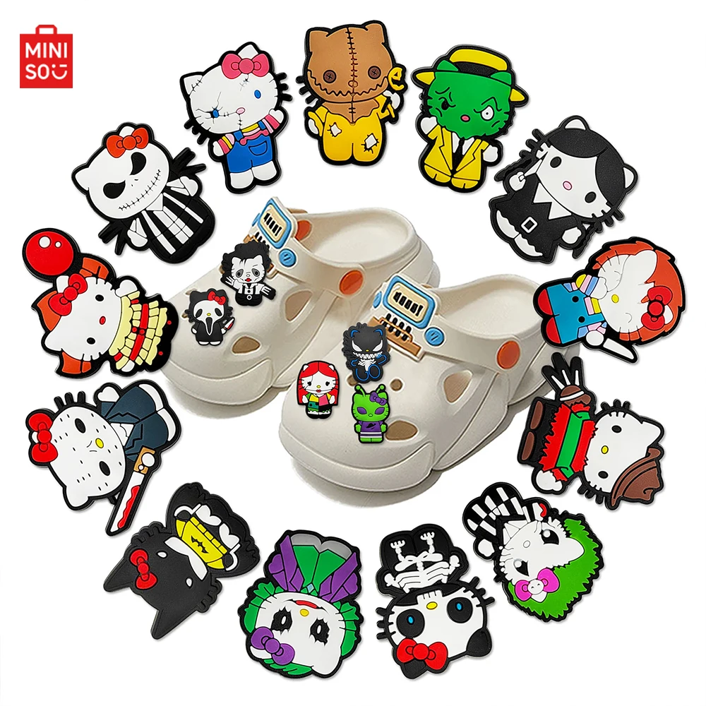 

1-18pcs Hello Kitty Shoe Charms PVC Halloween Anime Shoes Accessories Fashion Boys Sandals Garden Shoe Buckle DIY Buckle