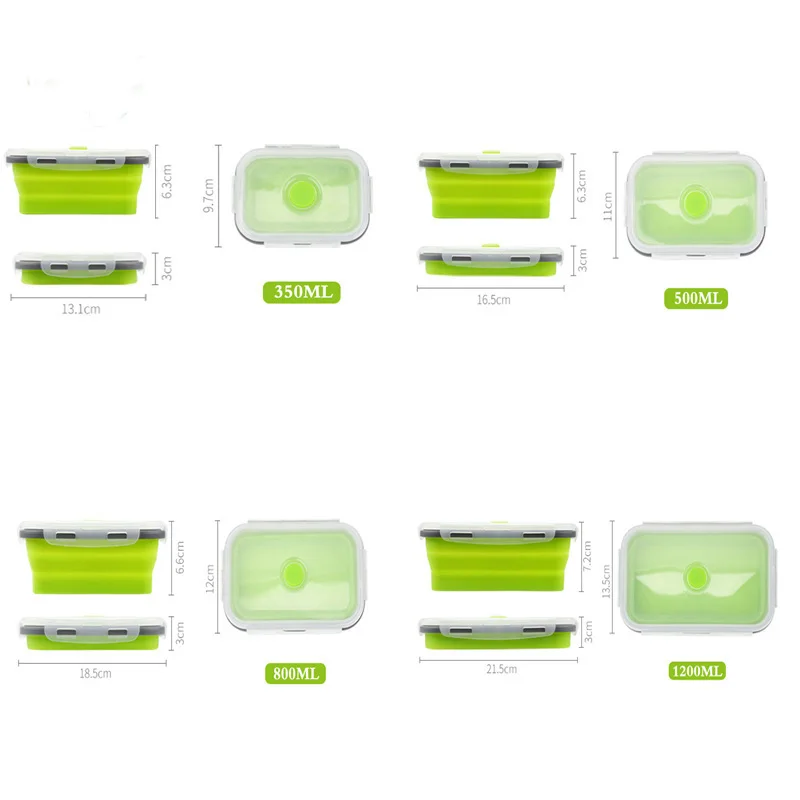 NUBECOM 1pc Collapsible Silicone Food Lunch Box Dinnerware Foldable Fruit Salad Storage Food Box Container Tableware BPA Free