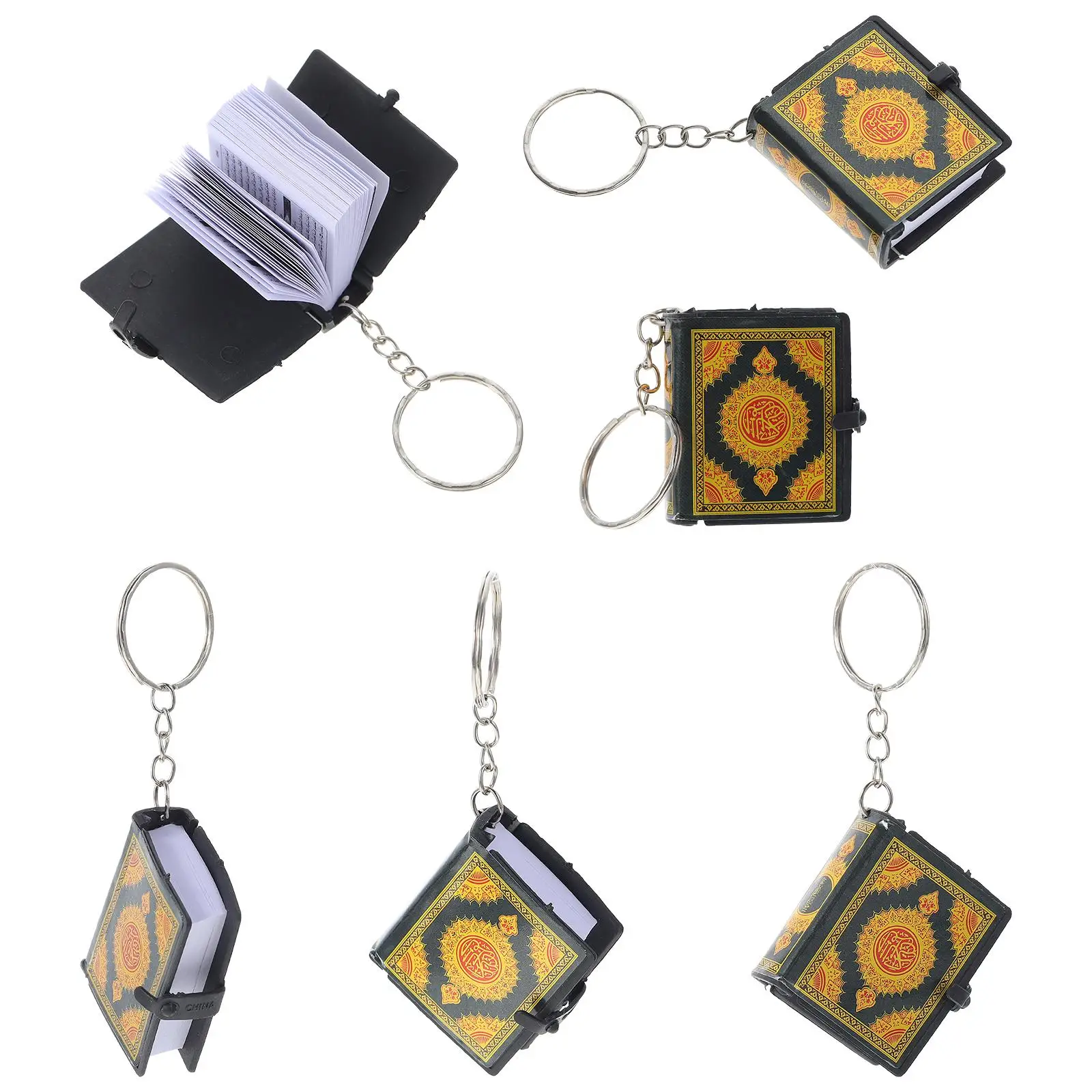 6 Pcs Quran Keychain Pendant Religion of The Lid Vintage Koran Ring Plastic Muslim Keyring Wallet