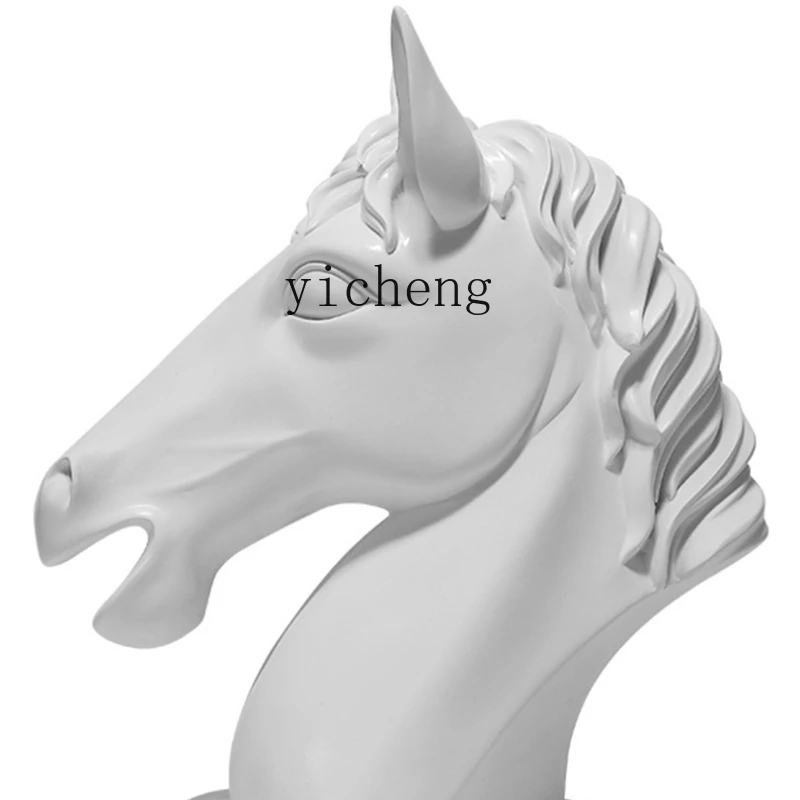 

Zf New Classical European Court Resin Horse Head Statue Domestic Ornaments Hallway