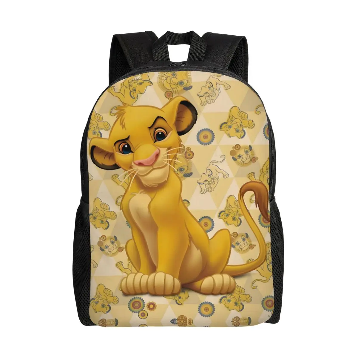 

Рюкзак из фильма «Король Лев» на заказ для мужчин и женщин, водонепроницаемый школьный рюкзак в стиле ретро, сумка Simba Cub с принтом, сумки для книг