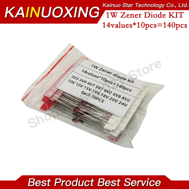 14values*10pcs=140pcs 1W Zener diode kit DO-41 3.3V-30V component diy kit  