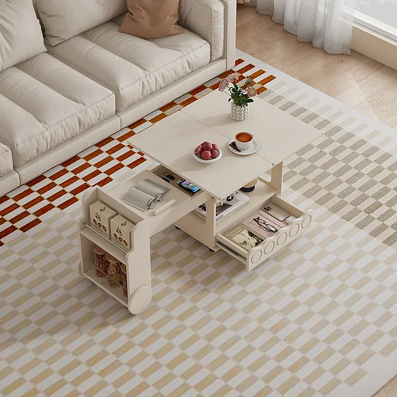 

Rental house renovation small furniture coffee table dining table integrated dual-purpose telescopic modern simple square small
