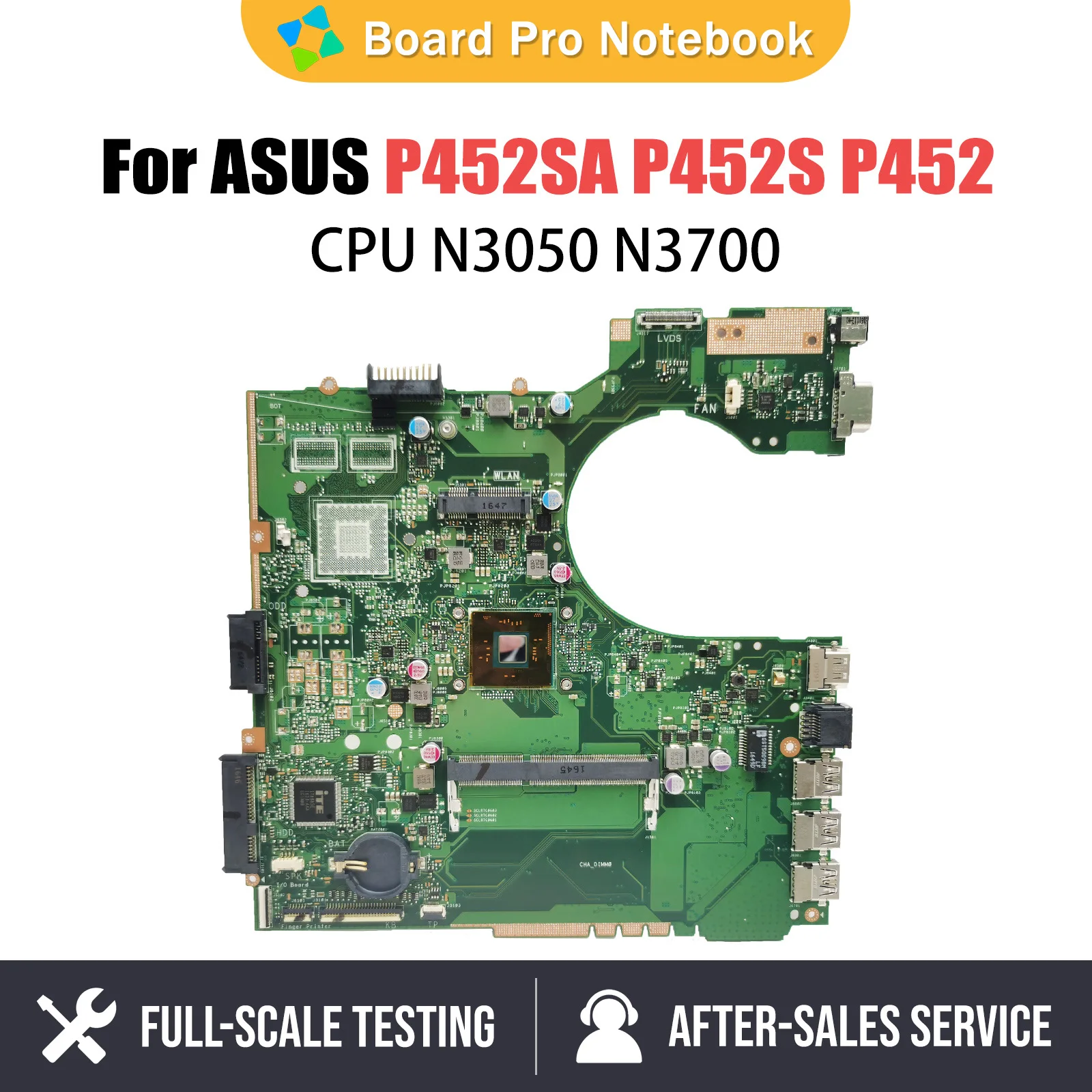 

Laptop Motherboard For ASUS P2420SJ P452SA PE452SA PX452SA PX452SJ Notebook Mainboard CPU N3050 N3700 DDR3L UMA 100% Working