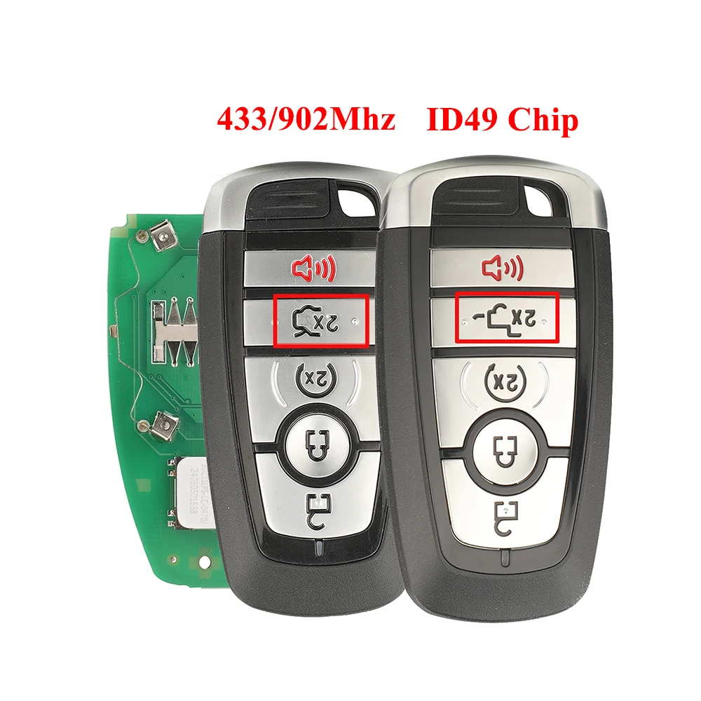 

jingyuqin New 433/902MHz Remote Car Key For Ford Next Gen Everest Raptor MK5 Taurus Mustang 2023 HITAG PRO ID49 Chip Keyless Go