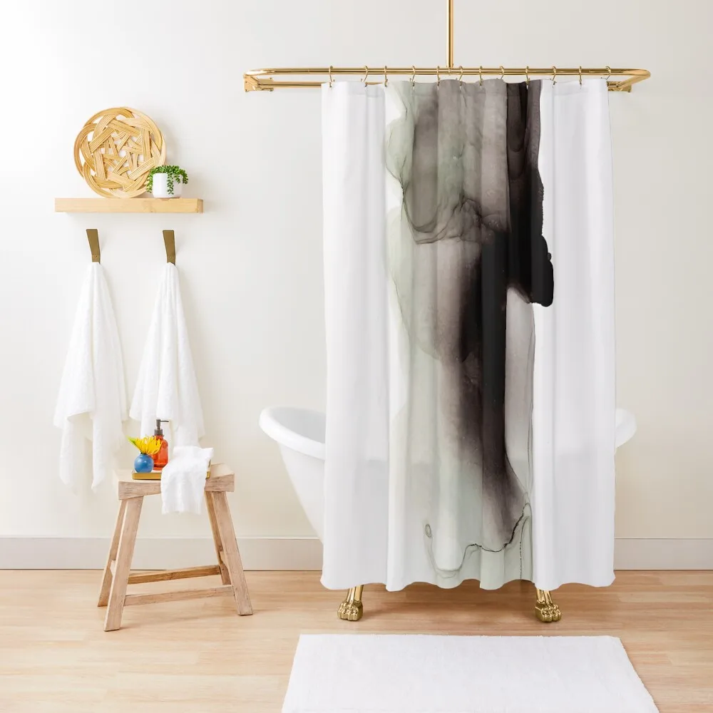 

Black Ink Abstract Painting Shower Curtain For Shower Bathtub Transparent Bathroom Shower Anti-Mold Waterproof Curtain