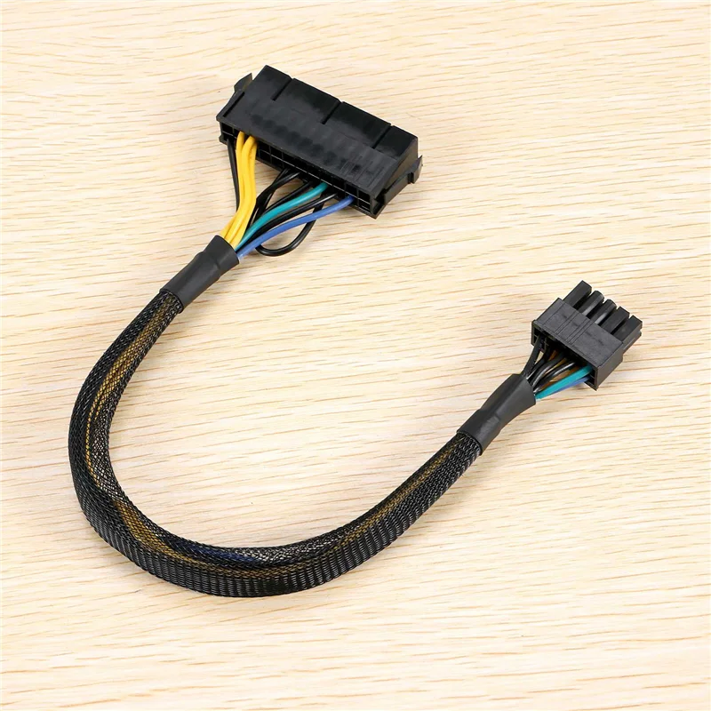 24 Pin to 10 Pin ATX PSU Main Power Adapter Braided Sleeved Cable for IBM for Lenovo PC and Servers 12-Inch(30cm)