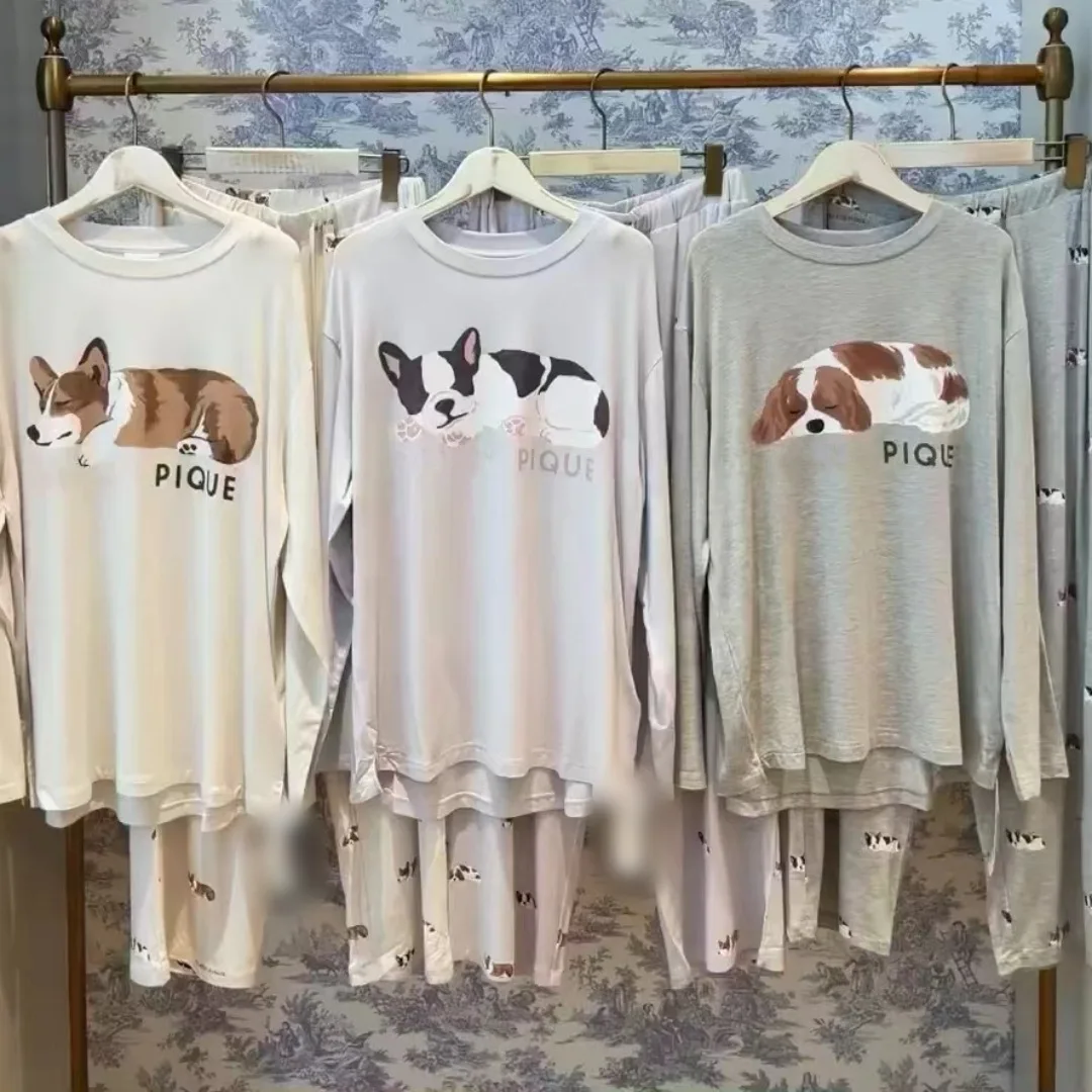 soft-comfy-long-sleeve-round-neck-home-clothes-set-for-women-parent-child-knitted-cotton-pajamas-lightweight-all-seasons