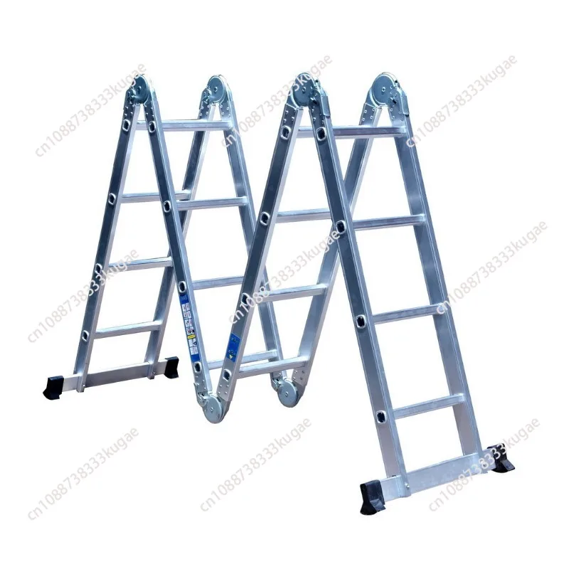 Aluminum alloy large joint thickened four-fold M-type bridge ladder multi-functional folding engineering ladder