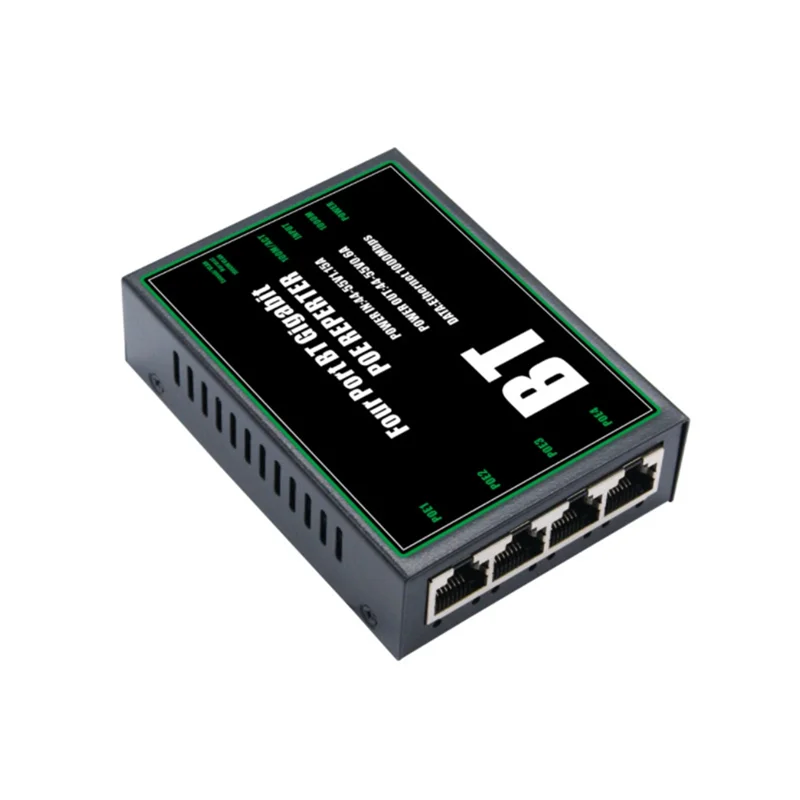 

A32T-IEEE802.3 BT Poe Repeater 4-портовый гигабитный удлинитель BT POE 100/1000 Мбит/с 1 в 4 выхода для камеры 48 В POE Беспроводная точка доступа Wierless