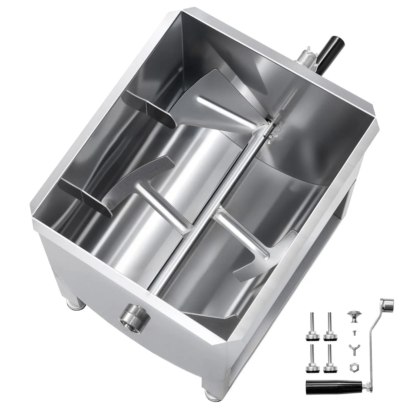 Manual Meat Mixer, 40L Fixed Tank Meat Processing Equipment(Mixing Max 80LBS for Meat), Stainless Steel Meat Mixer, Sausage Mixer Machine with Lid Handle Gear Reducer, Ground Beef Hand Mixer