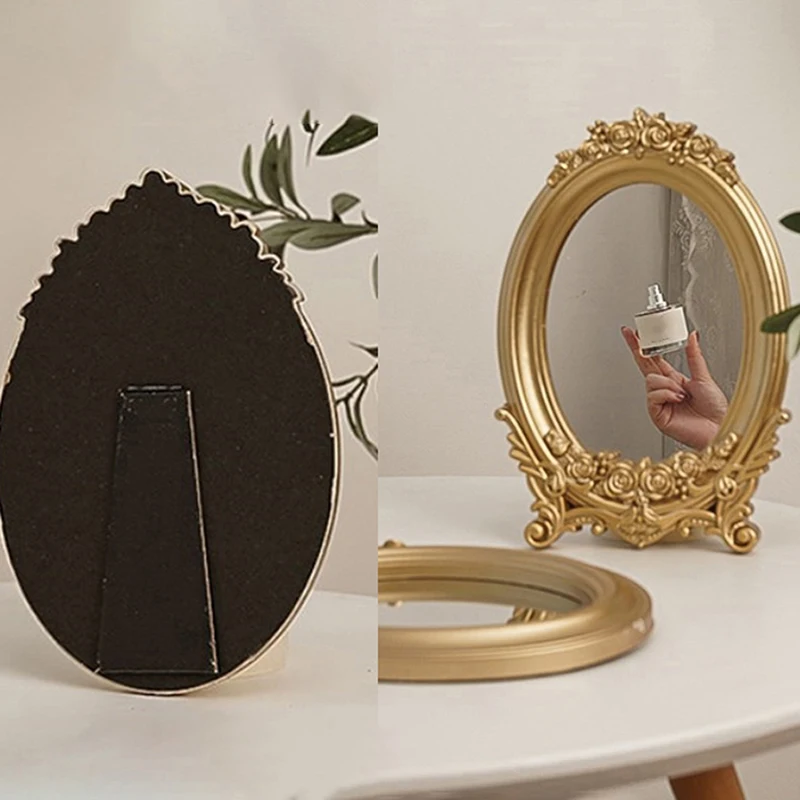 Vintage spiegel rustieke Franse stijl snijwerk frame tafelspiegel gouden spiegel lade huis decoratieve spiegel tafel make-up spiegel cadeau