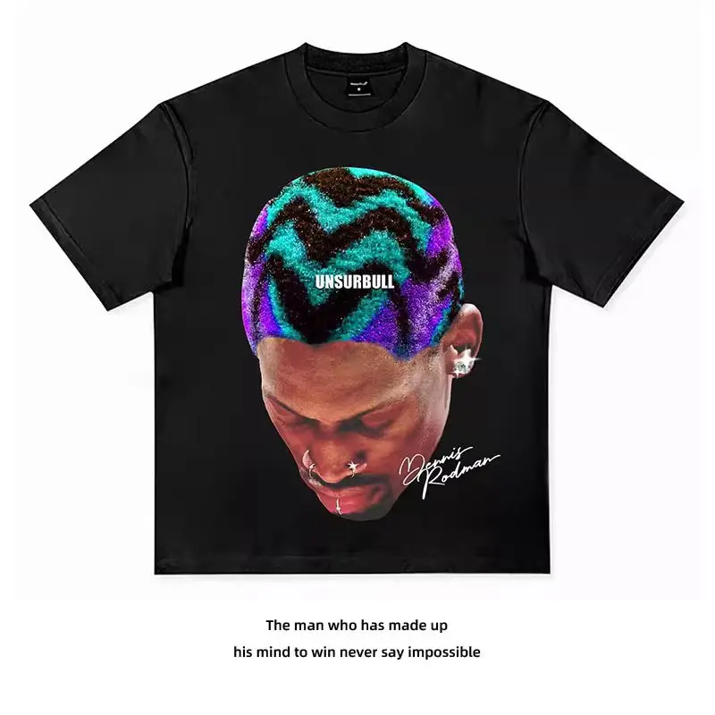 

Hip Hop Portrait Graphic Printed Tshirt Short Sleeve Tops 2024 Loose Street Men's Cotton Streetwear Harajuku Oversized T-Shirt